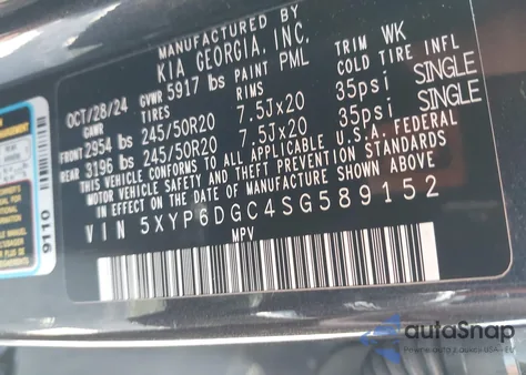 2025 Kia Telluride S from USA, damaged, VIN 5XYP6DGC4SG589152